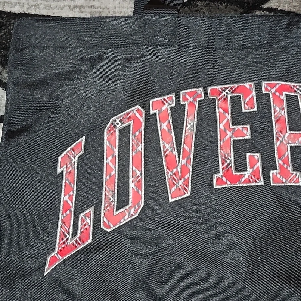VS PINK BLACK CANVAS 2022 EMBROIDERED SILVER SHINE PLAID LOVE PINK FULL-…